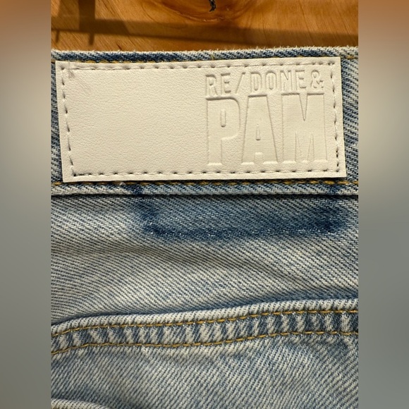 RE/DONE & PAM Mid Rise Wrap Jean Skirt Maliblue Size 27 - Picture 4 of 5